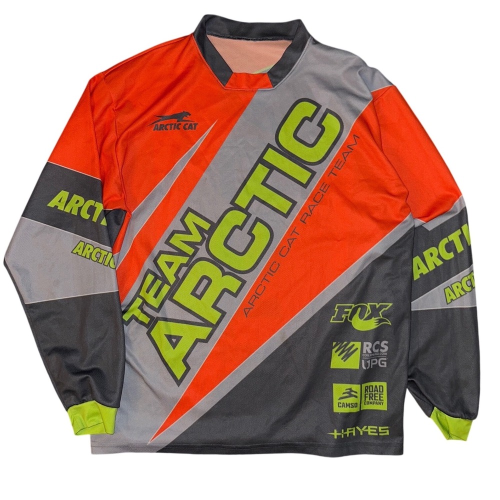 Arctic Cat Team Racing Jersey Fox Orange Grey Black Motocross Snowmobile Mens L